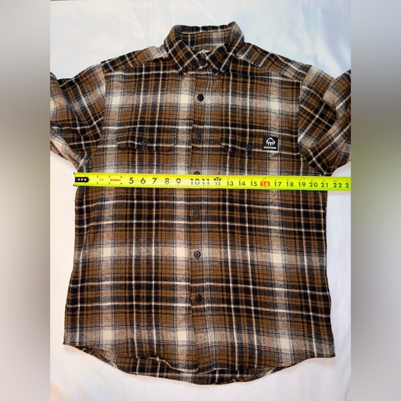 Wolverine Men’s Size M Brown & White Flannel Heavyweight Button Up Over Shirt - Picture 3 of 6